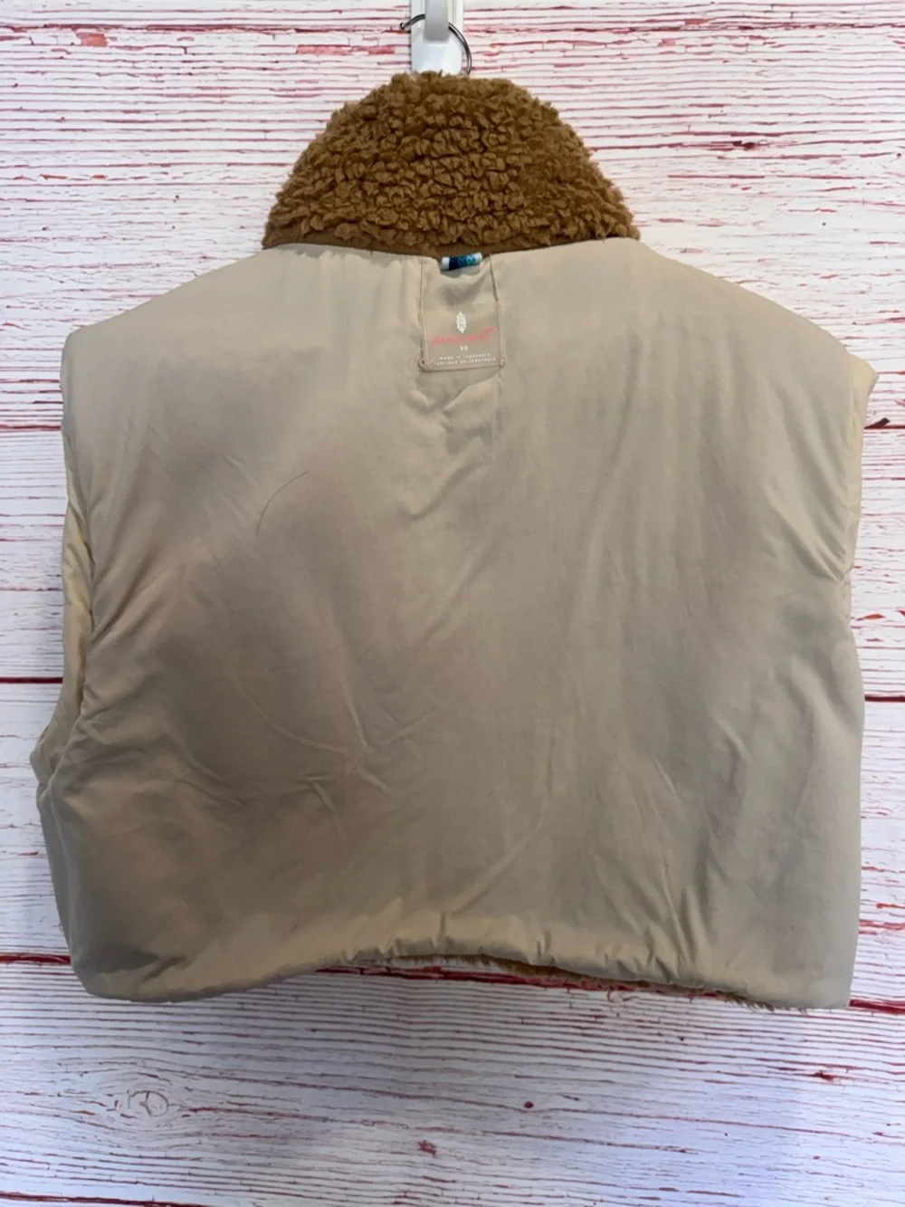 Free People Movement Highline Reversible Sherpa Vest in Almond Oil Combo Sz XS